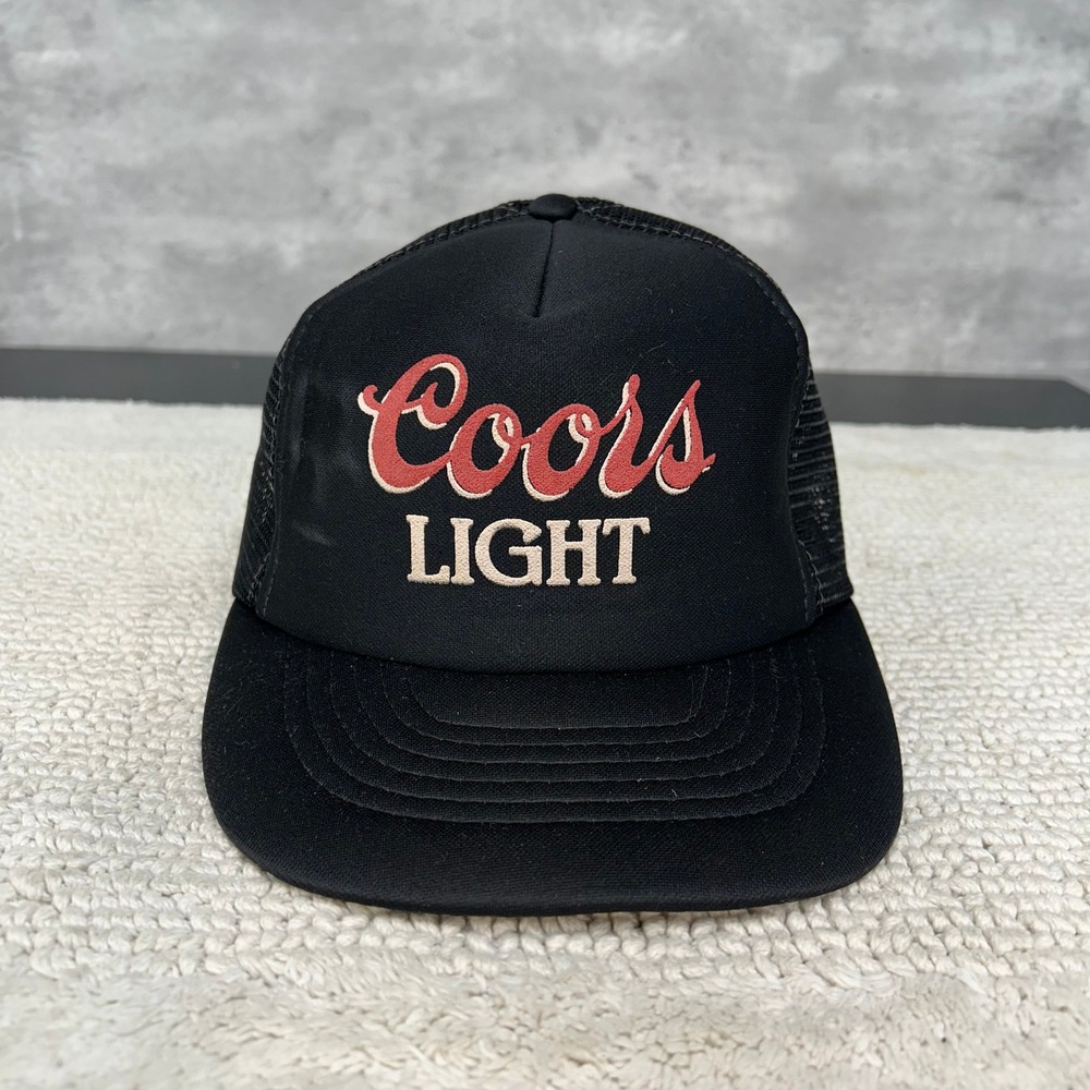 90s Vintage Coors Light Beer Mesh Snapback Trucker Hat OSFA Cap Black